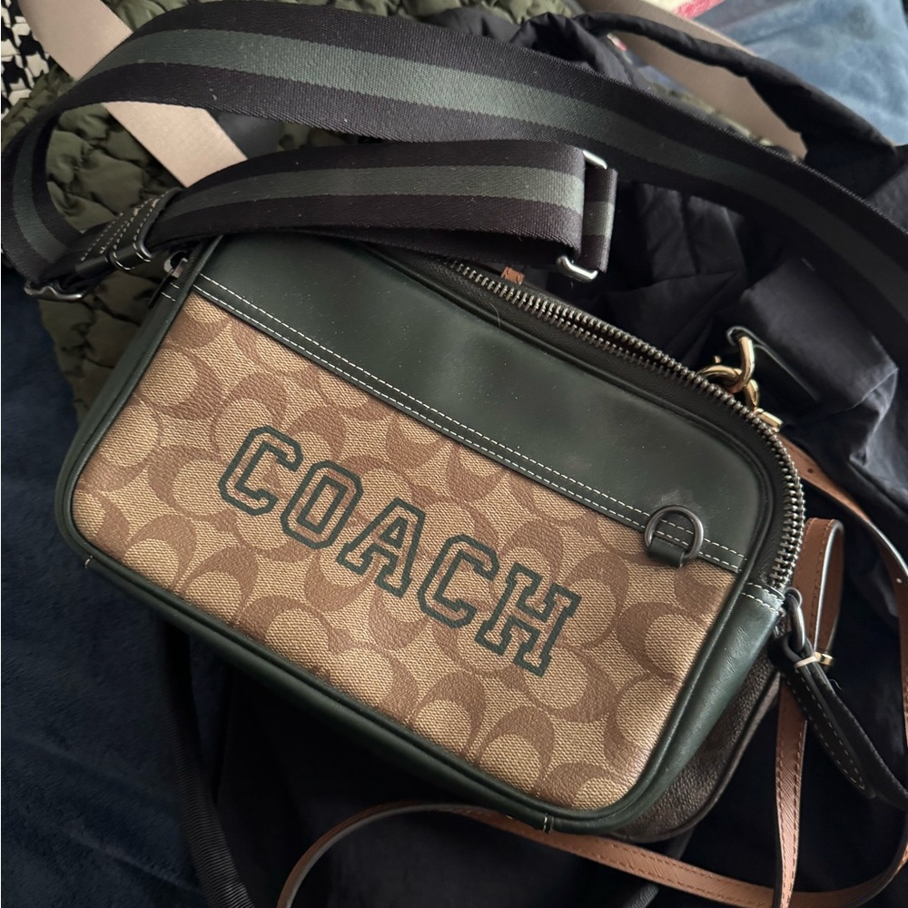Coach Green and Tan crossbody Bag